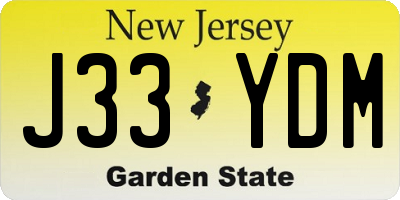 NJ license plate J33YDM