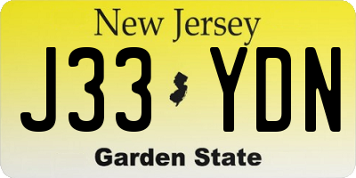 NJ license plate J33YDN