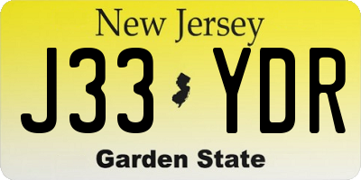 NJ license plate J33YDR