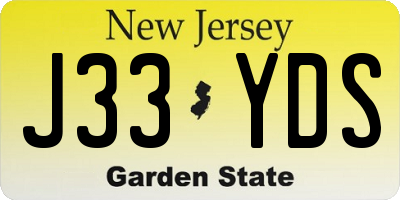 NJ license plate J33YDS