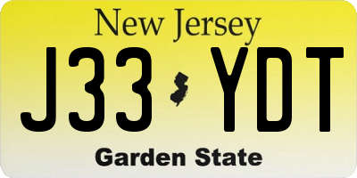 NJ license plate J33YDT