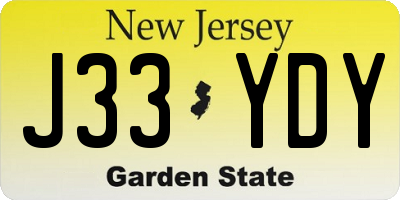 NJ license plate J33YDY