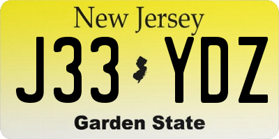 NJ license plate J33YDZ