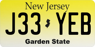 NJ license plate J33YEB