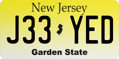 NJ license plate J33YED