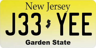 NJ license plate J33YEE