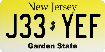 NJ license plate J33YEF