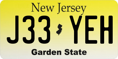NJ license plate J33YEH