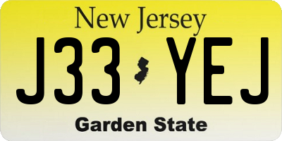 NJ license plate J33YEJ
