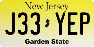 NJ license plate J33YEP
