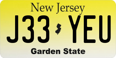 NJ license plate J33YEU