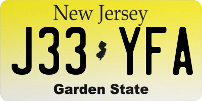 NJ license plate J33YFA