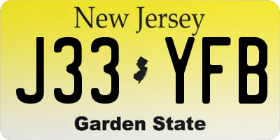 NJ license plate J33YFB