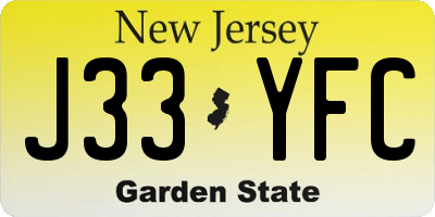 NJ license plate J33YFC