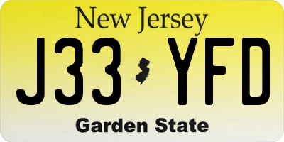 NJ license plate J33YFD
