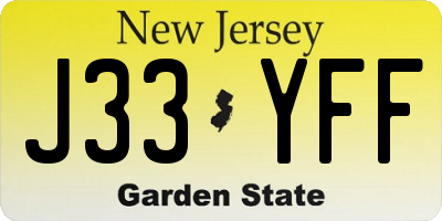 NJ license plate J33YFF