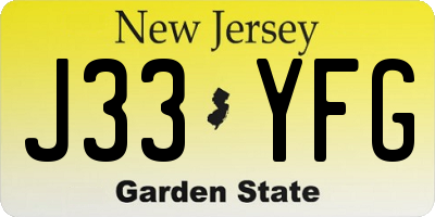NJ license plate J33YFG