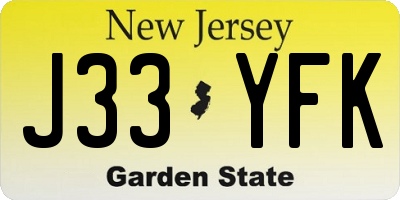 NJ license plate J33YFK