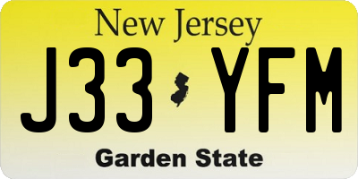 NJ license plate J33YFM