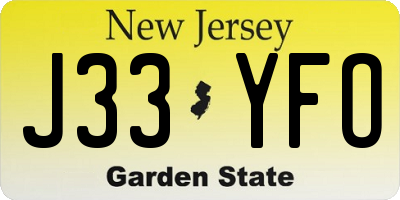 NJ license plate J33YFO