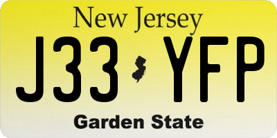 NJ license plate J33YFP