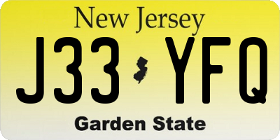 NJ license plate J33YFQ