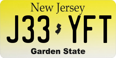 NJ license plate J33YFT