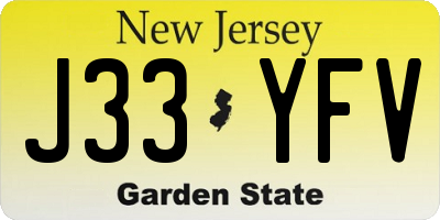 NJ license plate J33YFV