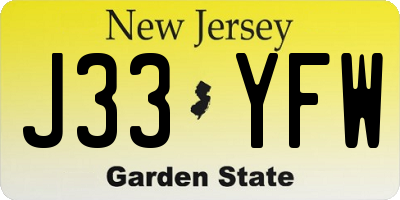 NJ license plate J33YFW