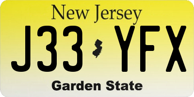 NJ license plate J33YFX