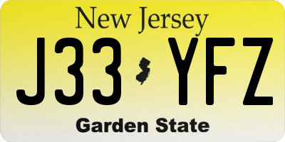 NJ license plate J33YFZ
