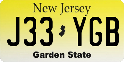 NJ license plate J33YGB