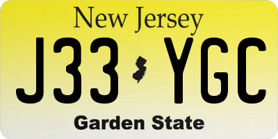 NJ license plate J33YGC