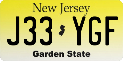 NJ license plate J33YGF