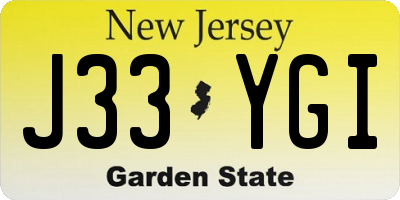 NJ license plate J33YGI