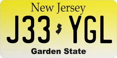 NJ license plate J33YGL