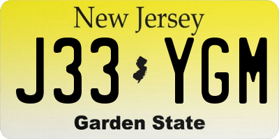 NJ license plate J33YGM