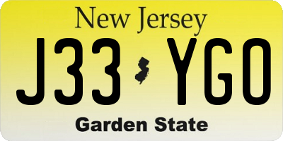 NJ license plate J33YGO