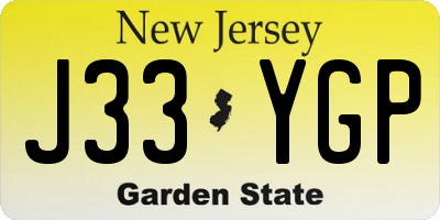 NJ license plate J33YGP