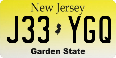 NJ license plate J33YGQ