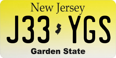 NJ license plate J33YGS