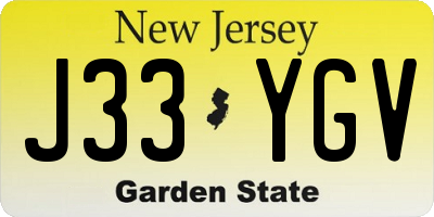 NJ license plate J33YGV