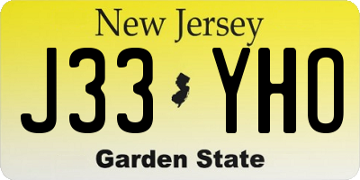 NJ license plate J33YHO
