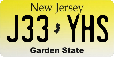 NJ license plate J33YHS