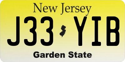 NJ license plate J33YIB