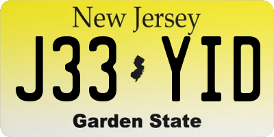 NJ license plate J33YID