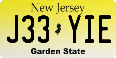 NJ license plate J33YIE
