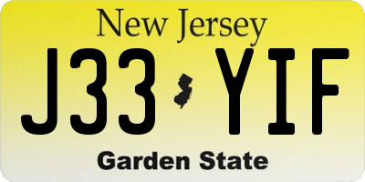 NJ license plate J33YIF