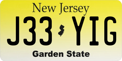 NJ license plate J33YIG