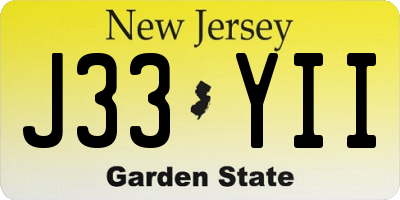 NJ license plate J33YII